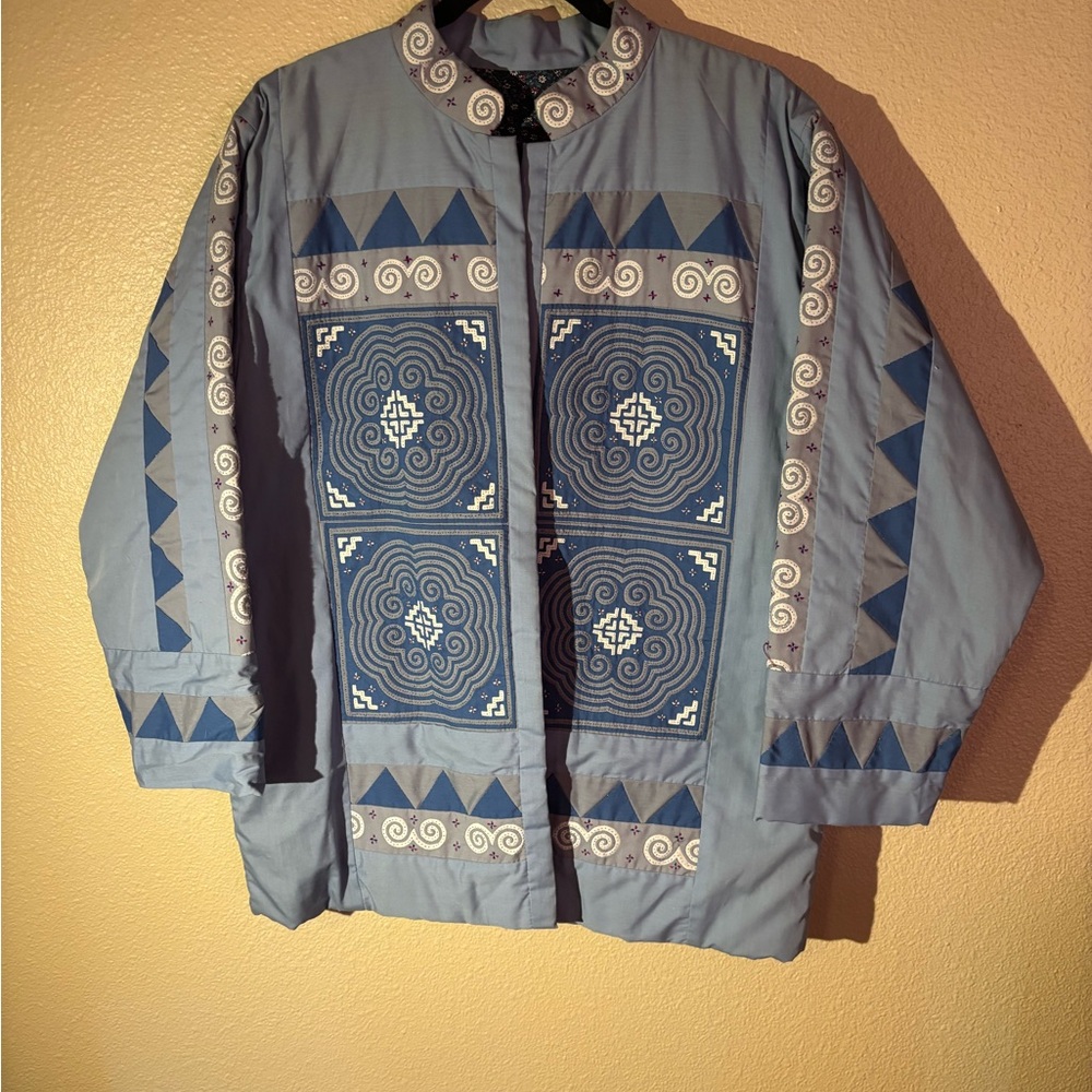 Geometric Blue and Gray Jacket